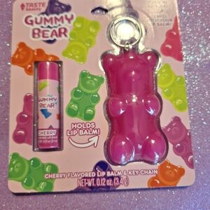 Gummy Bear Cherry Lip Balm and Keychain